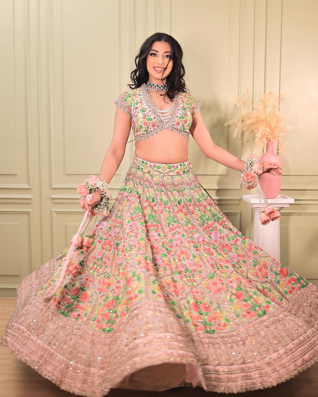 PASTEL PINK DESIGNED LEHENGA WITH EMBROIDERY