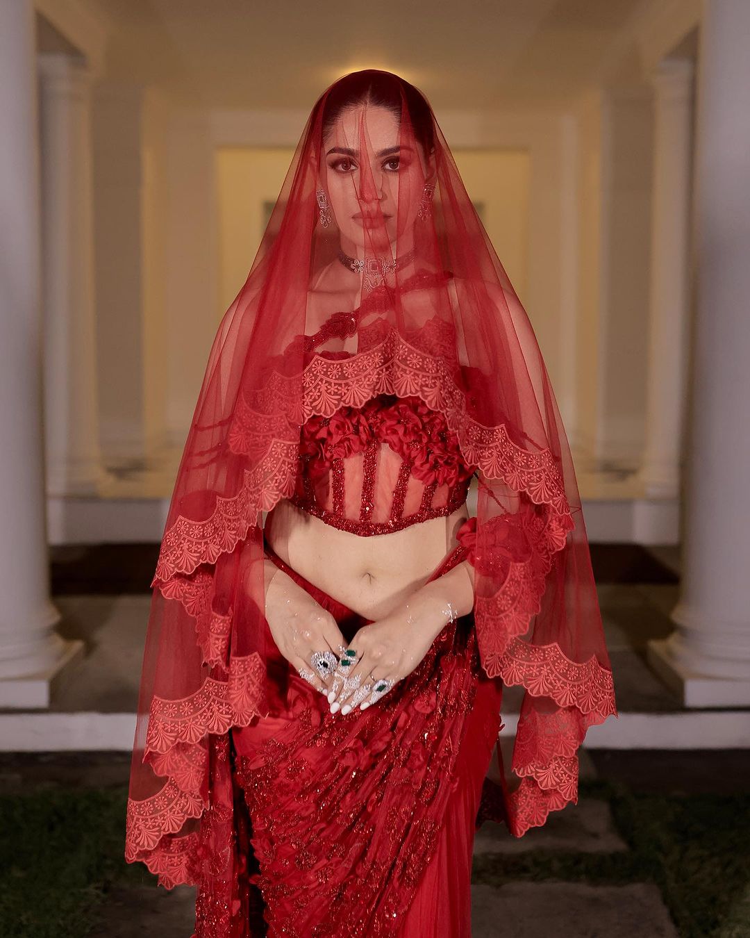 RED COLOR SAREE WITH ELEGANT DRAPE