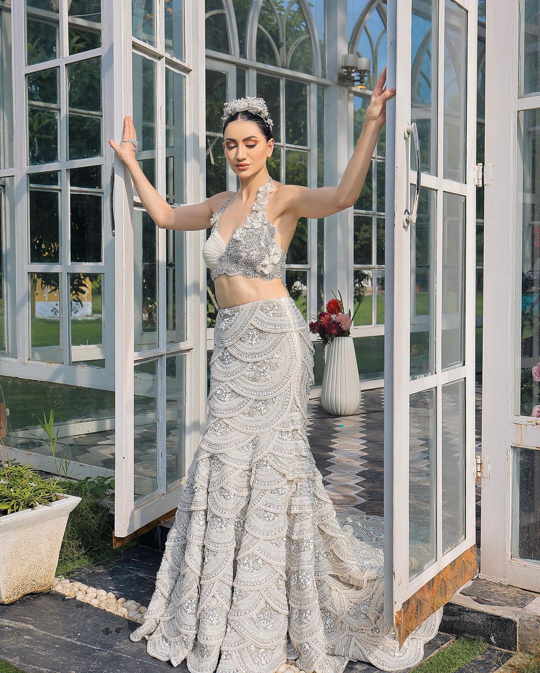 PEARL SCALLOP FISH CUT LEHENGA