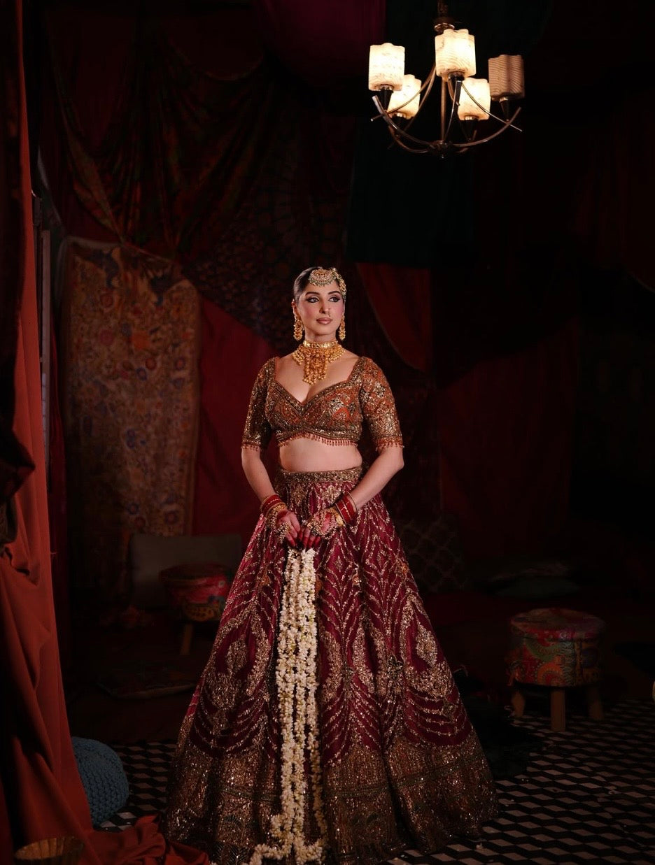 WINE MAROON BRIDAL LEHENGA