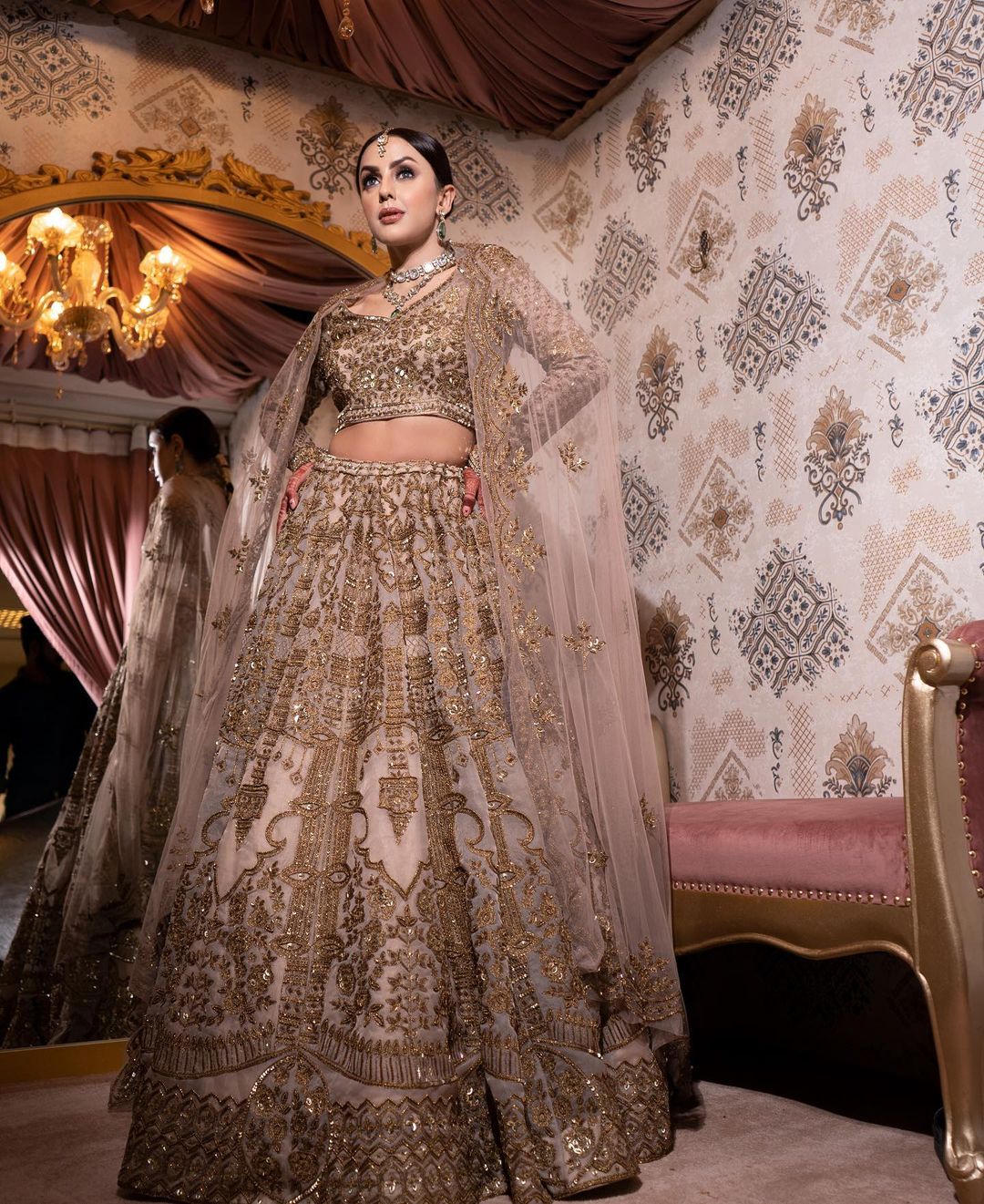 ROSY BROWN COLOR DESIGNED LEHENGA WITH HEAVY EMBROIDERY