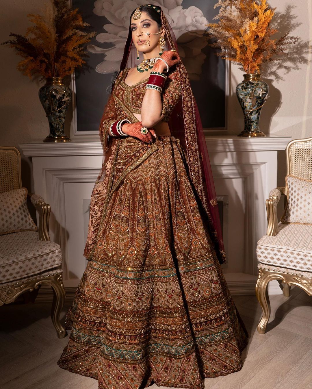 RAW SIENNA DESIGNED LEHENGA WITH HEAVY EMBROIDERY