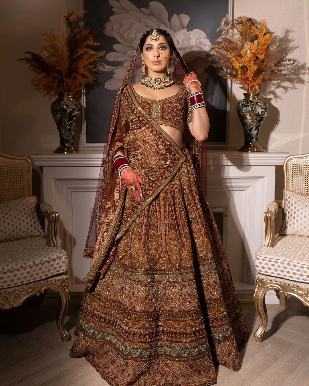 RAW SIENNA DESIGNED LEHENGA WITH HEAVY EMBROIDERY