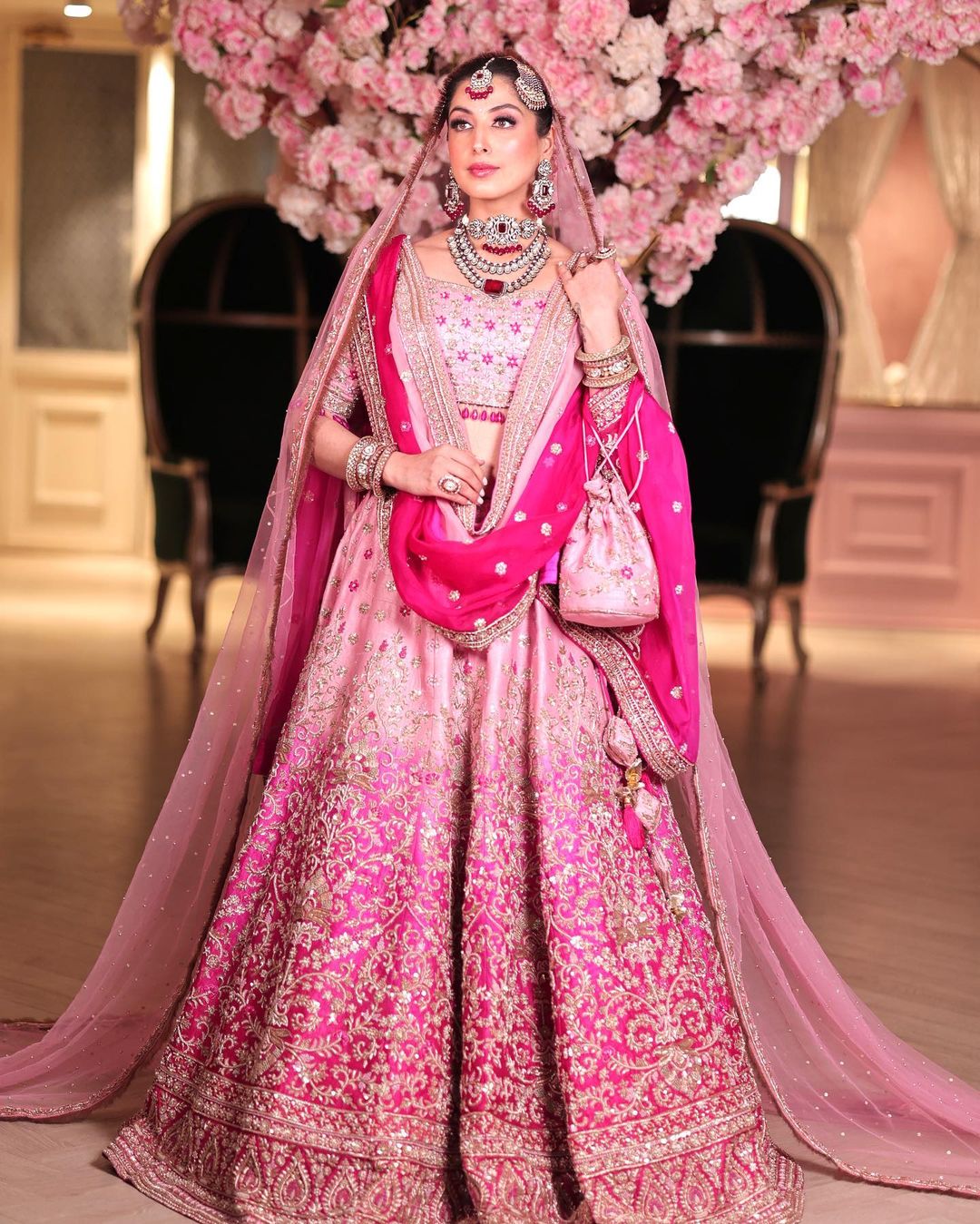 PINK EMBROIDRED LEHENGA SET