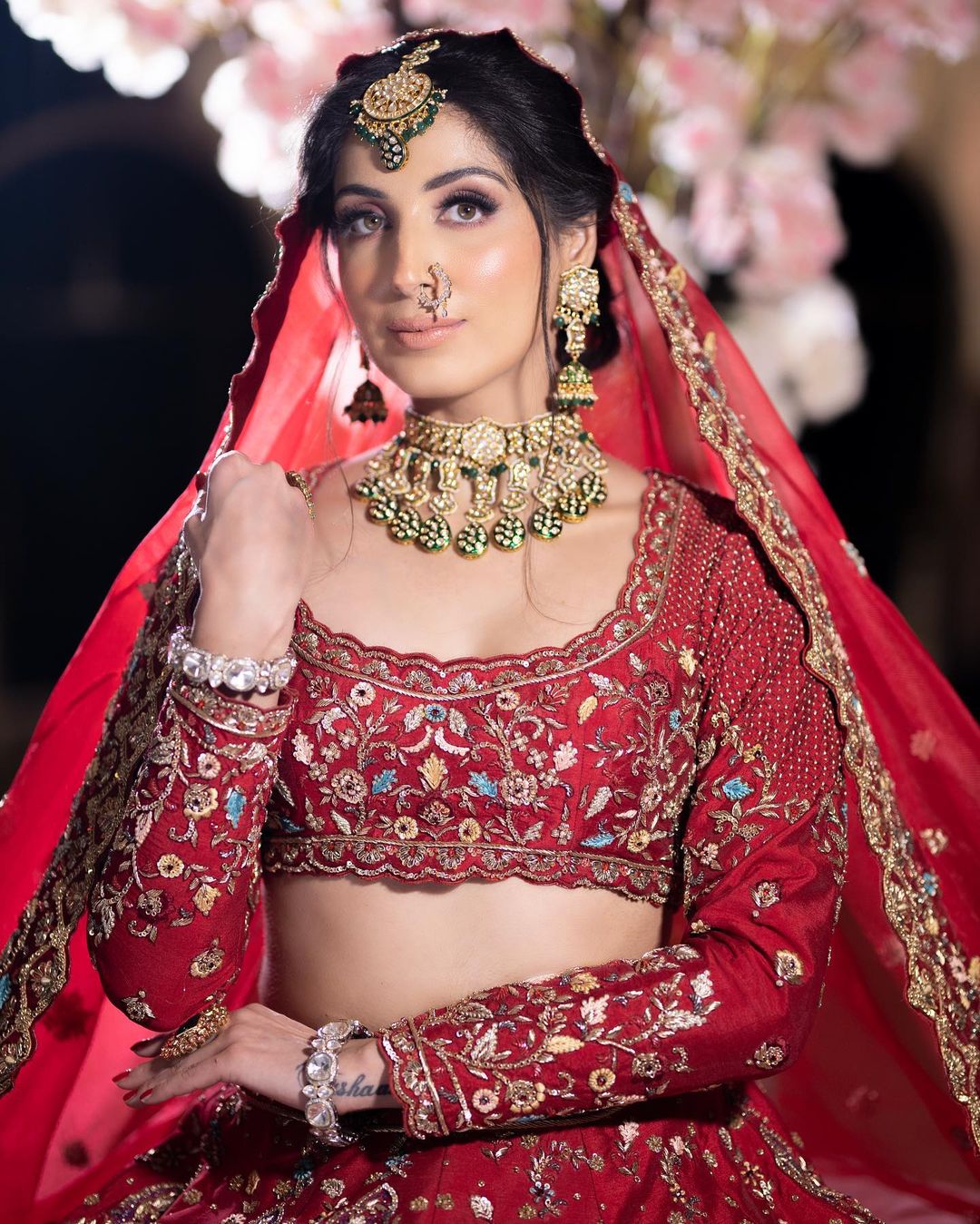 JASPER RED LEHENGA SET WITH HEAVY EMBROIDERY AND SEQUENCE