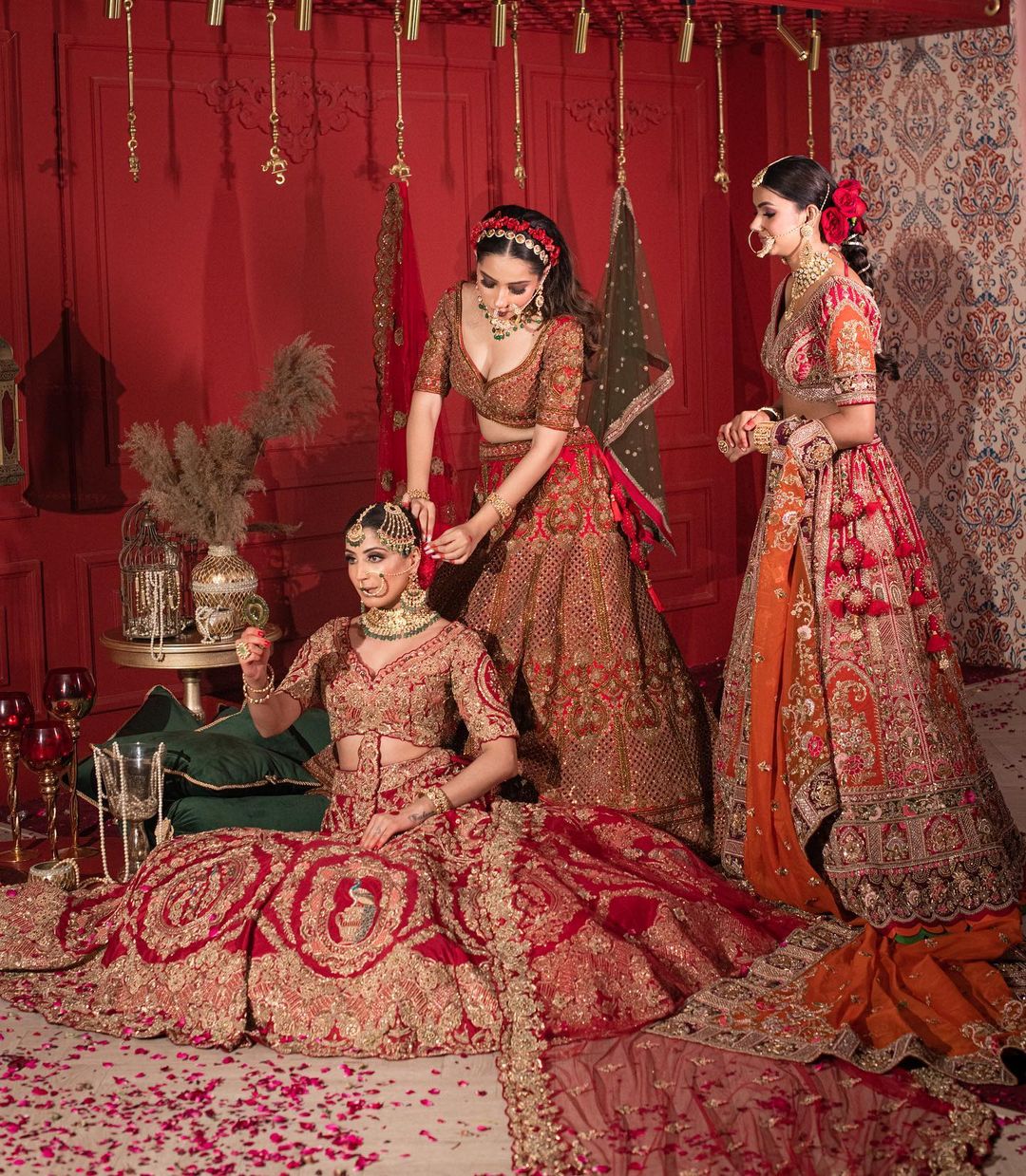 BRIDAL RED PEACOCK DESIGNED LEHENGA