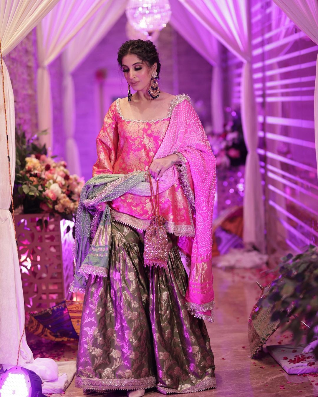 HOT PINK HEAVY ANARKALI SUIT WITH DUPATTA