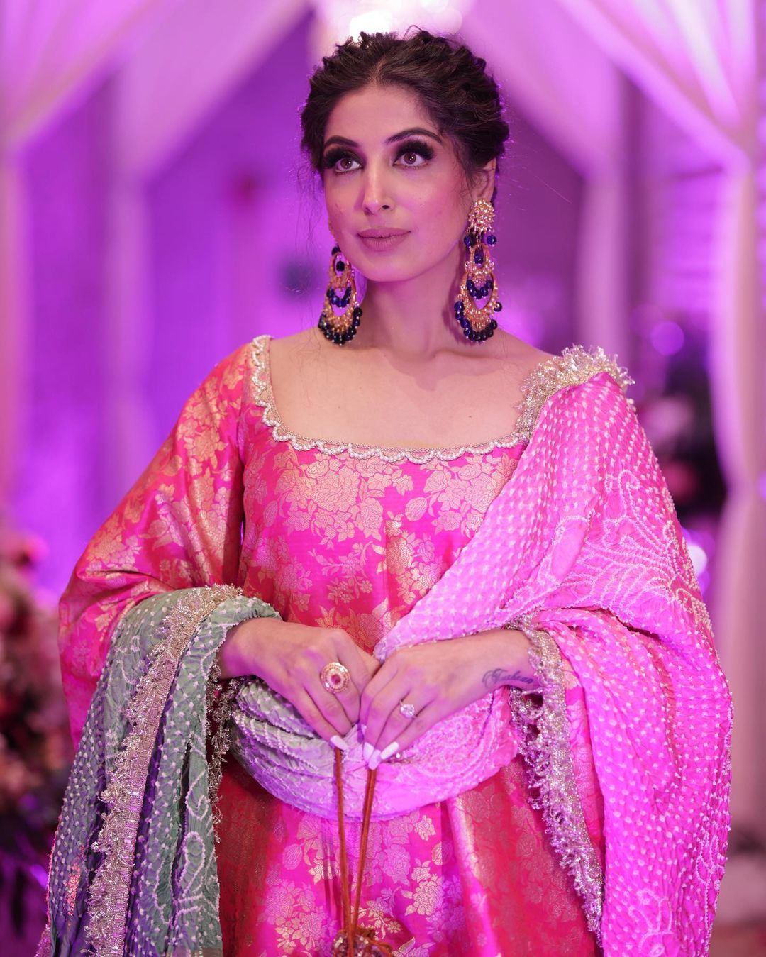 HOT PINK HEAVY ANARKALI SUIT WITH DUPATTA