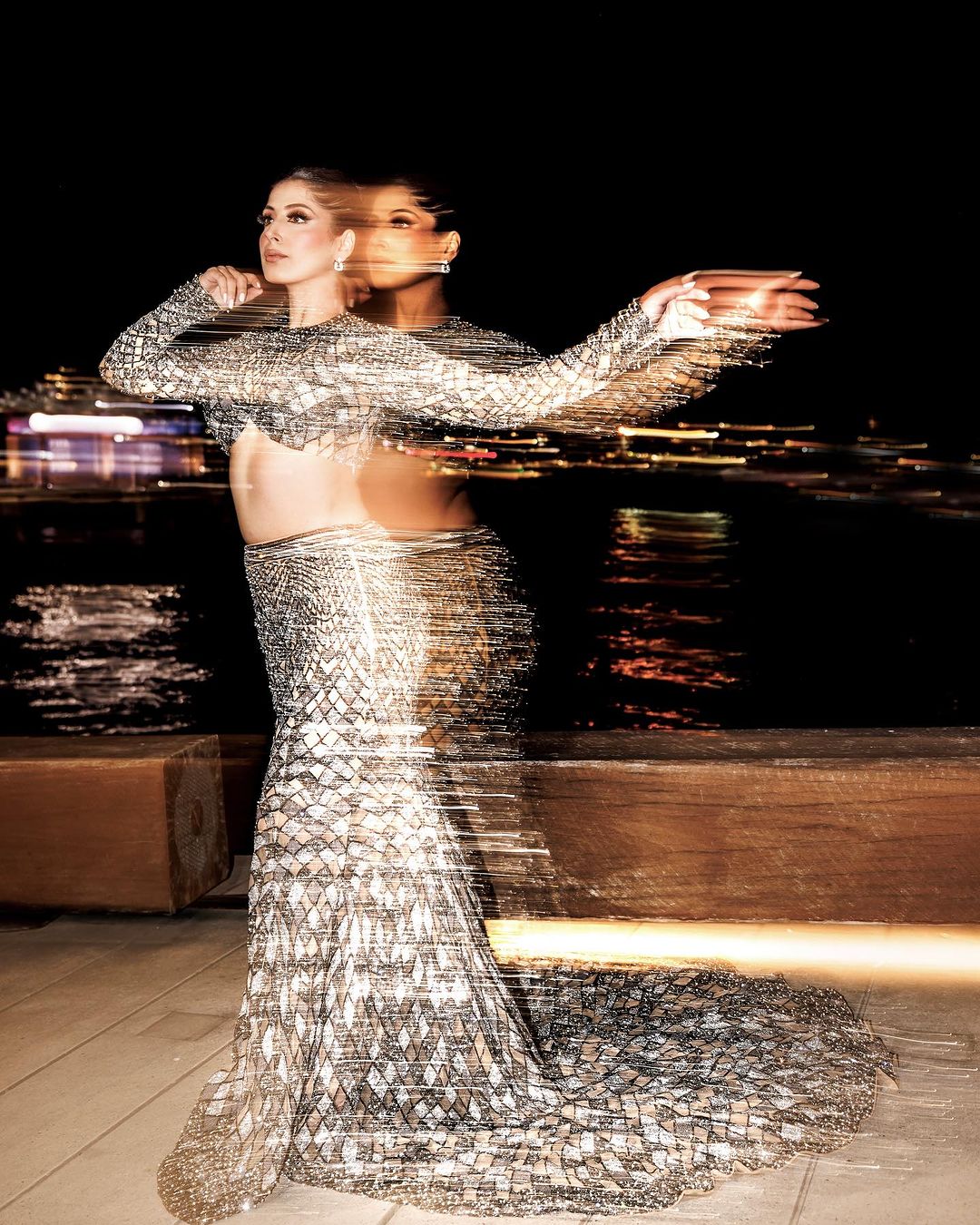 GRAY AND SILVER FISH CUT LEHENGA