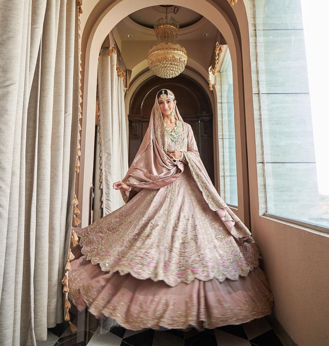 PALE TAUPE LEHENGA WITH HEAVY EMROIDERY