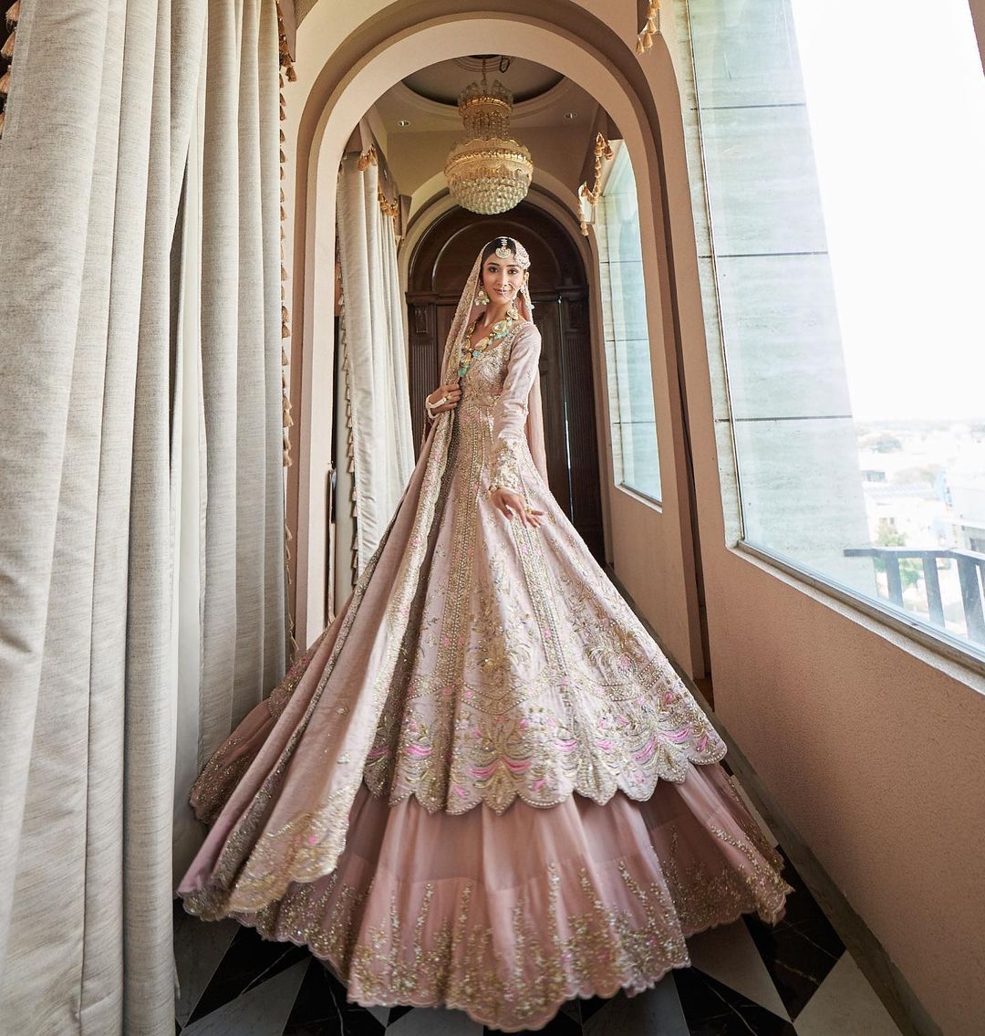 PALE TAUPE LEHENGA WITH HEAVY EMROIDERY