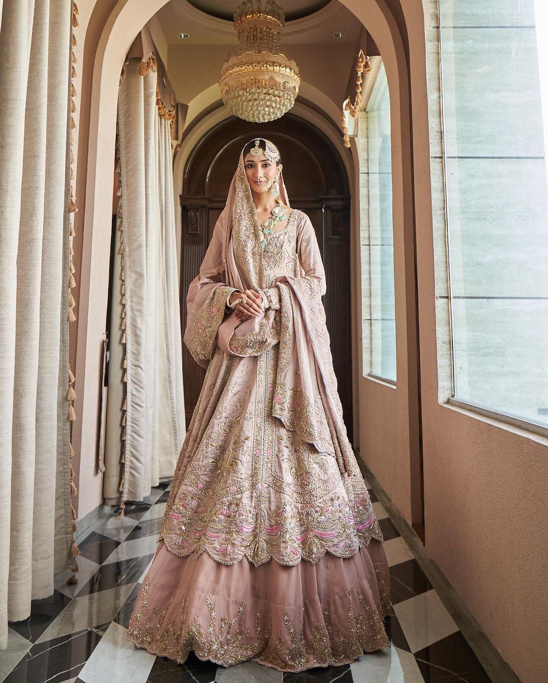 PALE TAUPE LEHENGA WITH HEAVY EMROIDERY