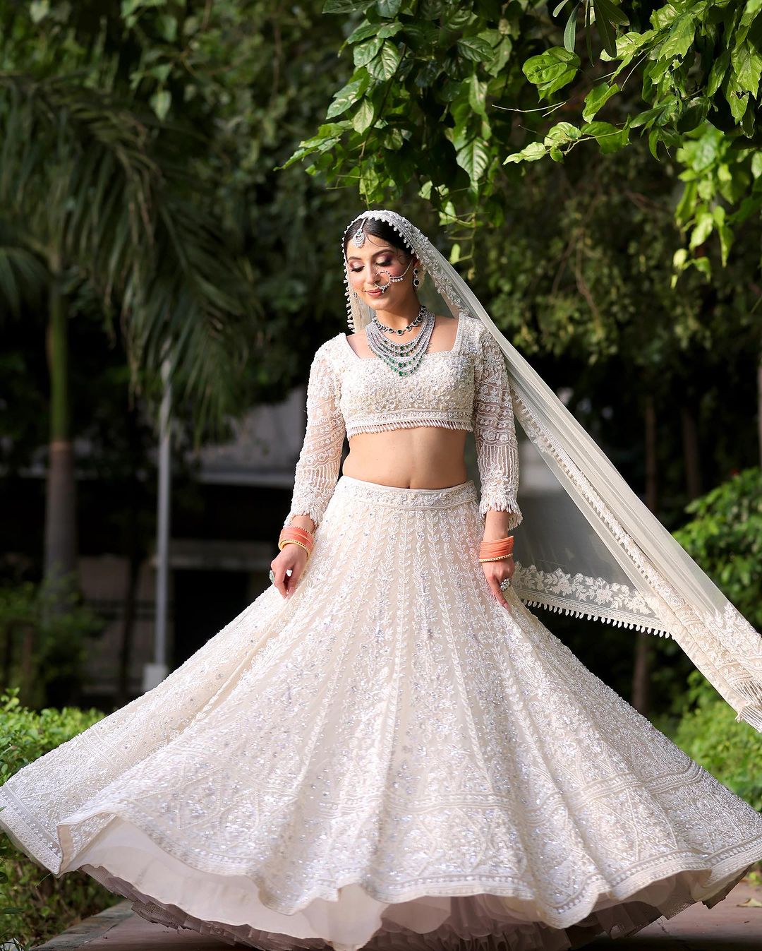 LIGHT NUDE LEHENGA SET WITH SEQUENCE AND EMBROIDERY