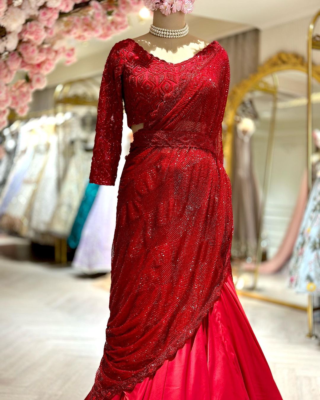 PRUNE RED COLOR SAREE WITH EXQUISITE DRAPE