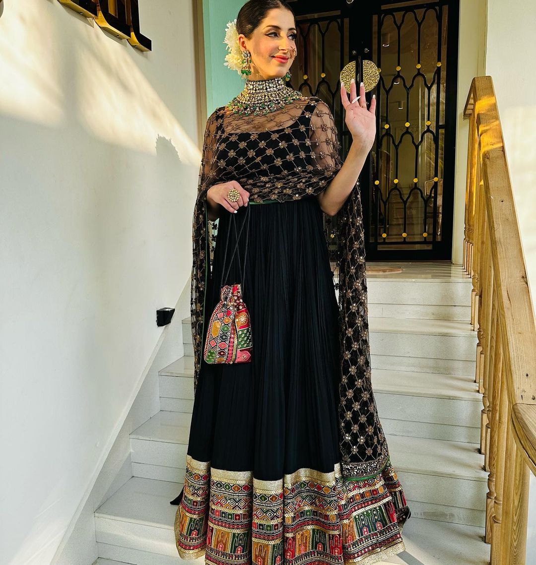 BLACK ANARKALI SUIT WITH DUPATTA GRACEFUL EMBROIDERY