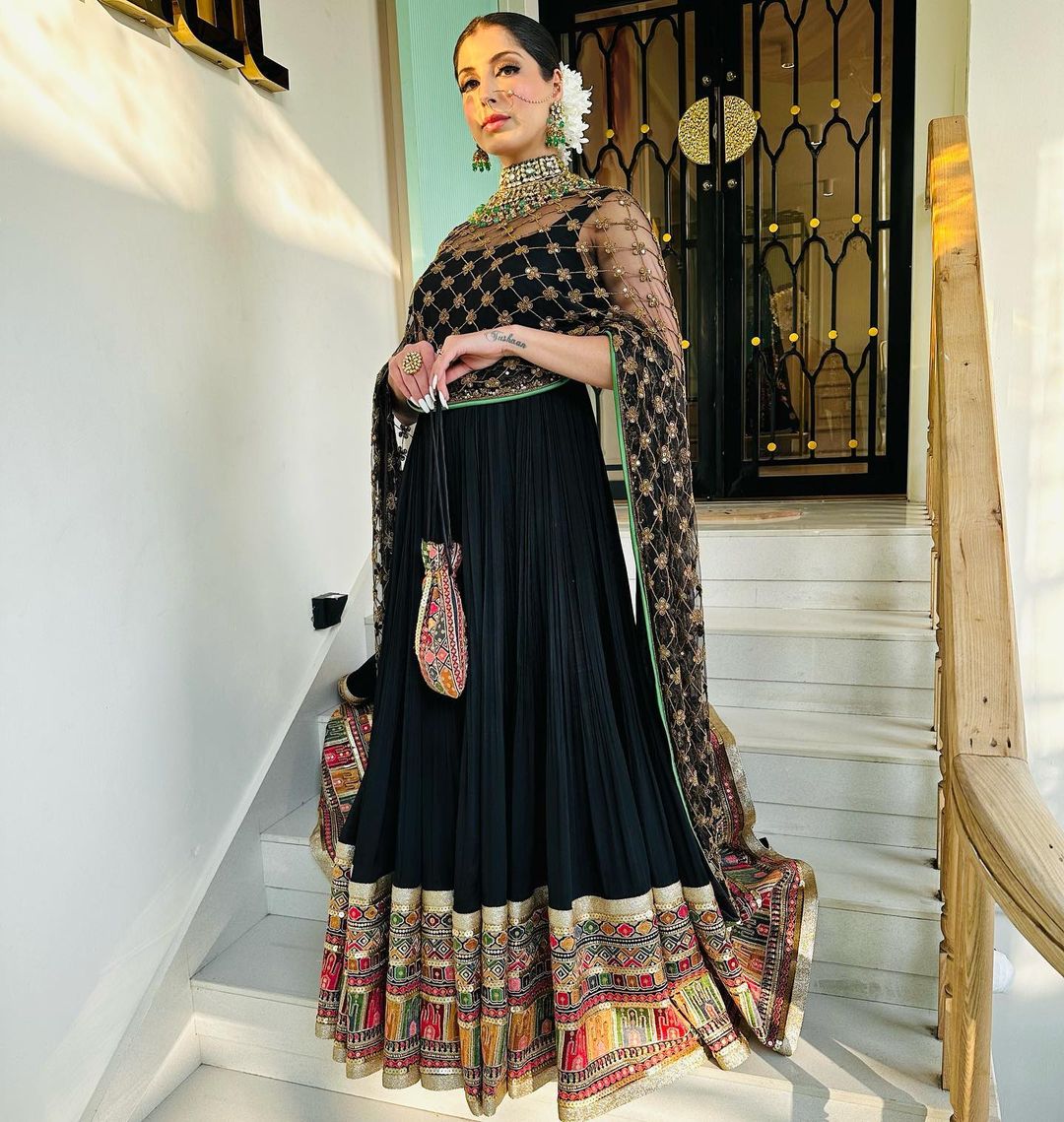 BLACK ANARKALI SUIT WITH DUPATTA GRACEFUL EMBROIDERY