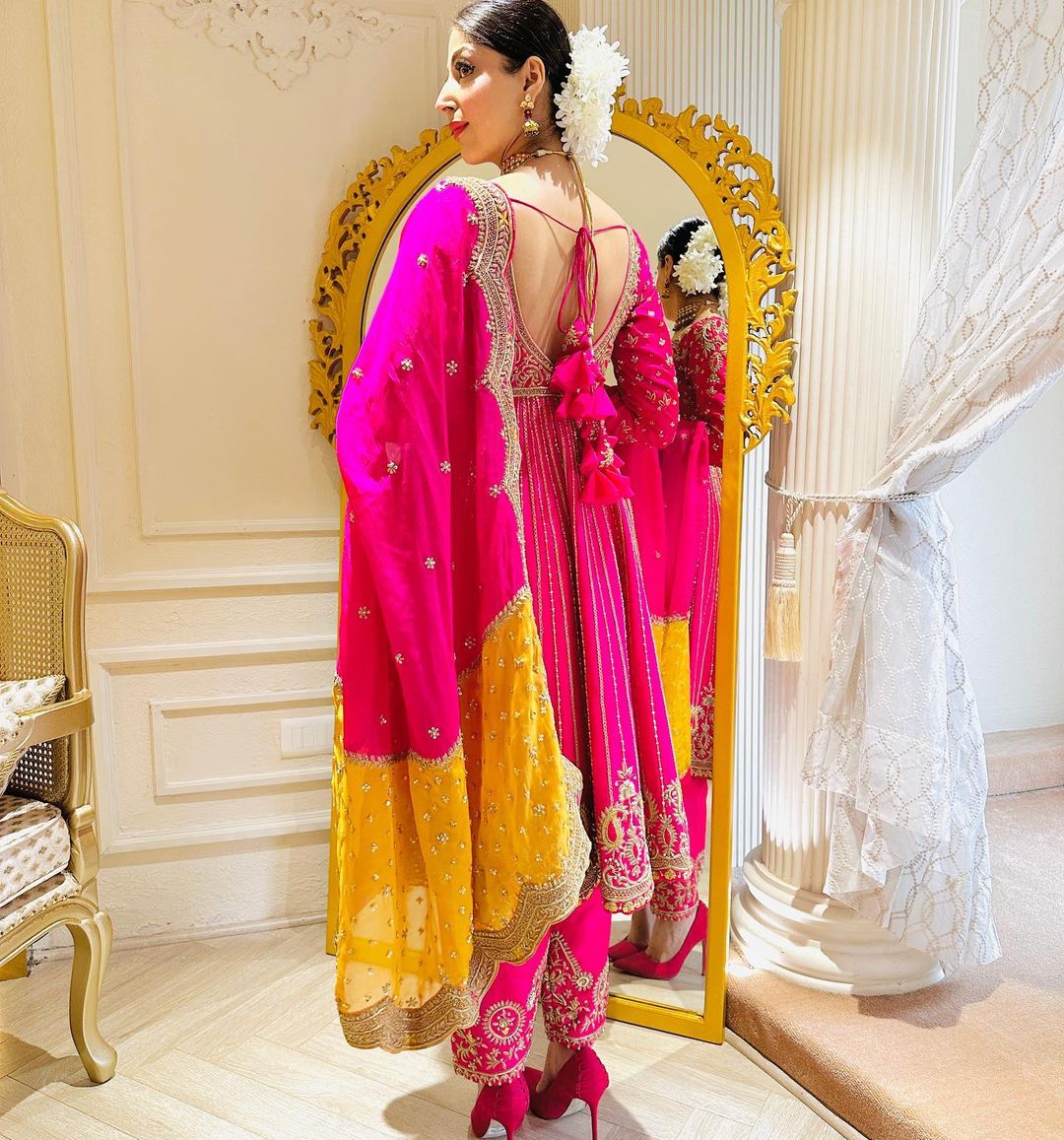 PINK COLOR KURTI WITH EMBROIDERY ON TOP