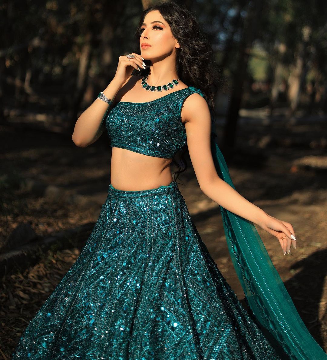 SKOBELOFF GREEN COLOR DESIGNED LEHENGA WITH HEAVY EMBROIDERY