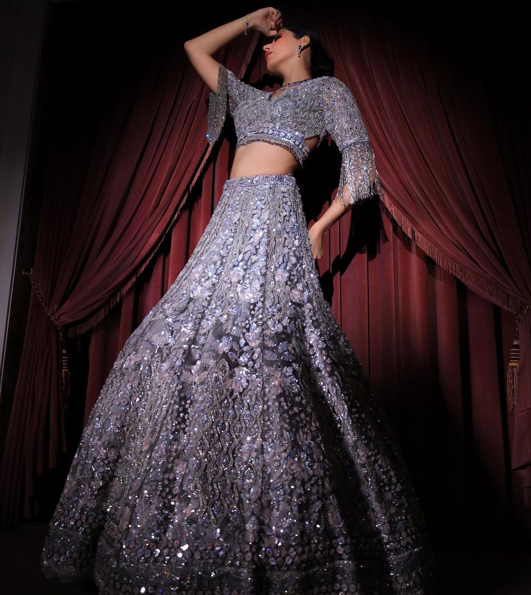 PASTEL GREY COLOR DESIGNED LEHENGA WITH HEAVY EMBROIDERY