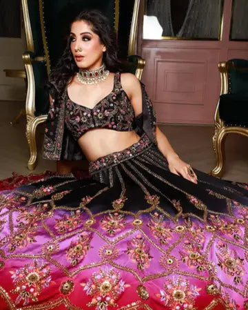 3 COLOR DESIGNED LEHENGA WITH HEAVY EMBROIDERY