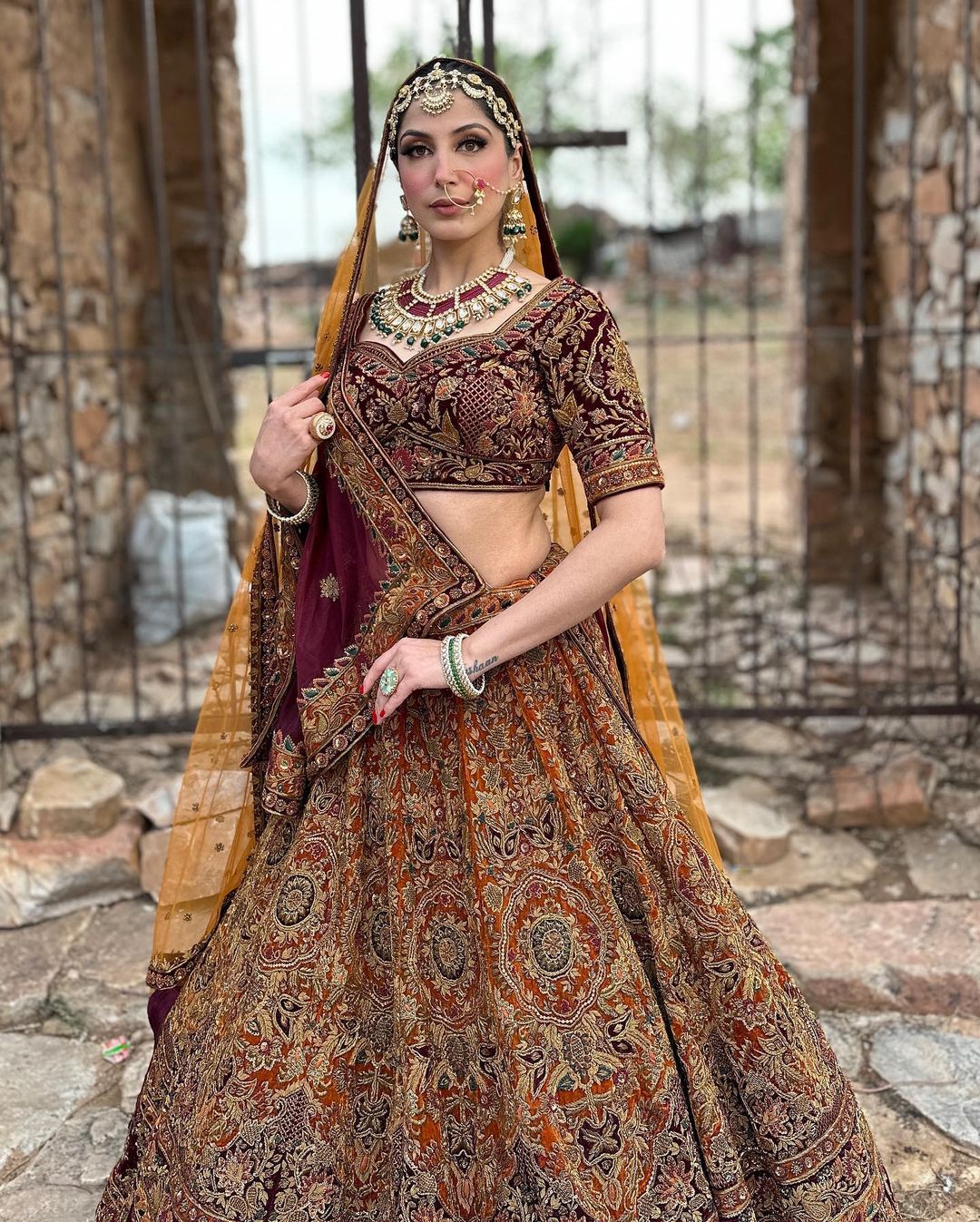 BRIDAL BEAVER COLOR DESIGNED LEHENGA WITH HEAVY EMBROIDERY