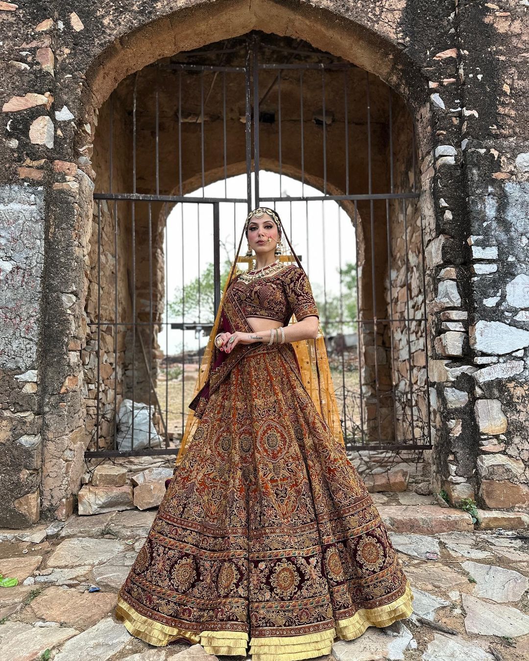 BRIDAL BEAVER COLOR DESIGNED LEHENGA WITH HEAVY EMBROIDERY