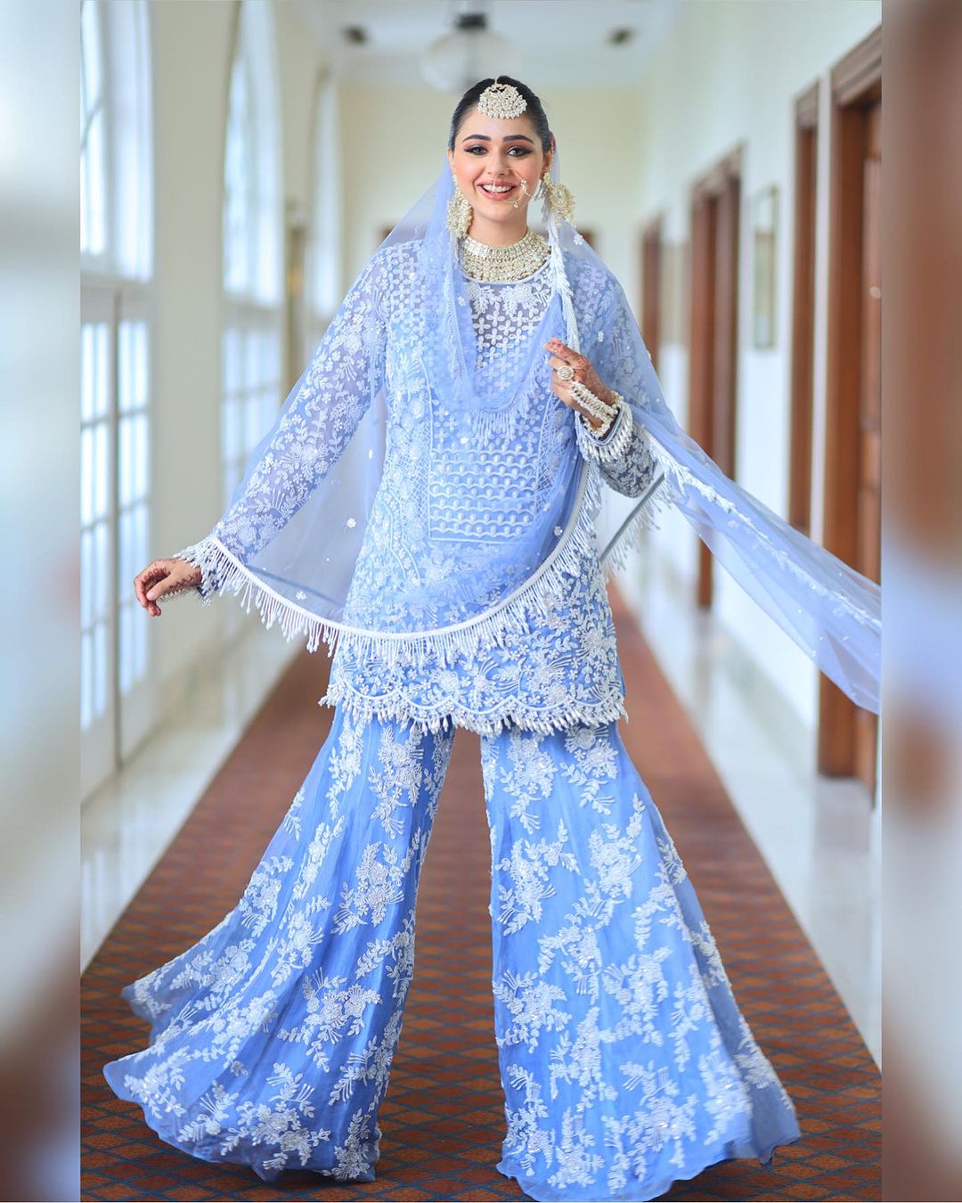 SKY BLUE HEAVY ANARKALI SUIT WITH DUPATTA