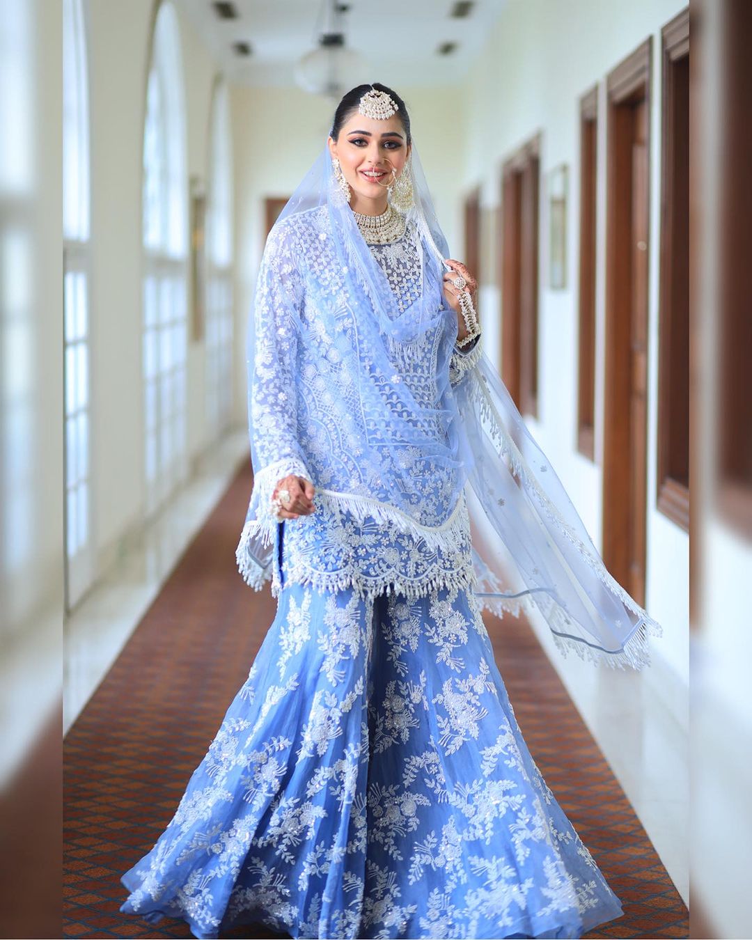 SKY BLUE HEAVY ANARKALI SUIT WITH DUPATTA