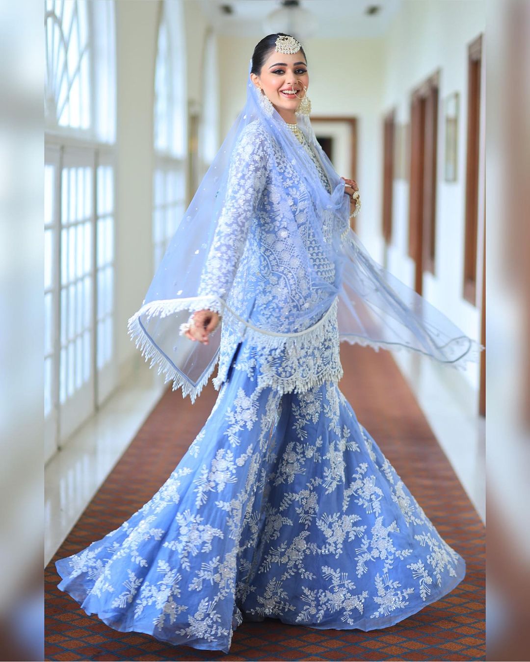 SKY BLUE HEAVY ANARKALI SUIT WITH DUPATTA