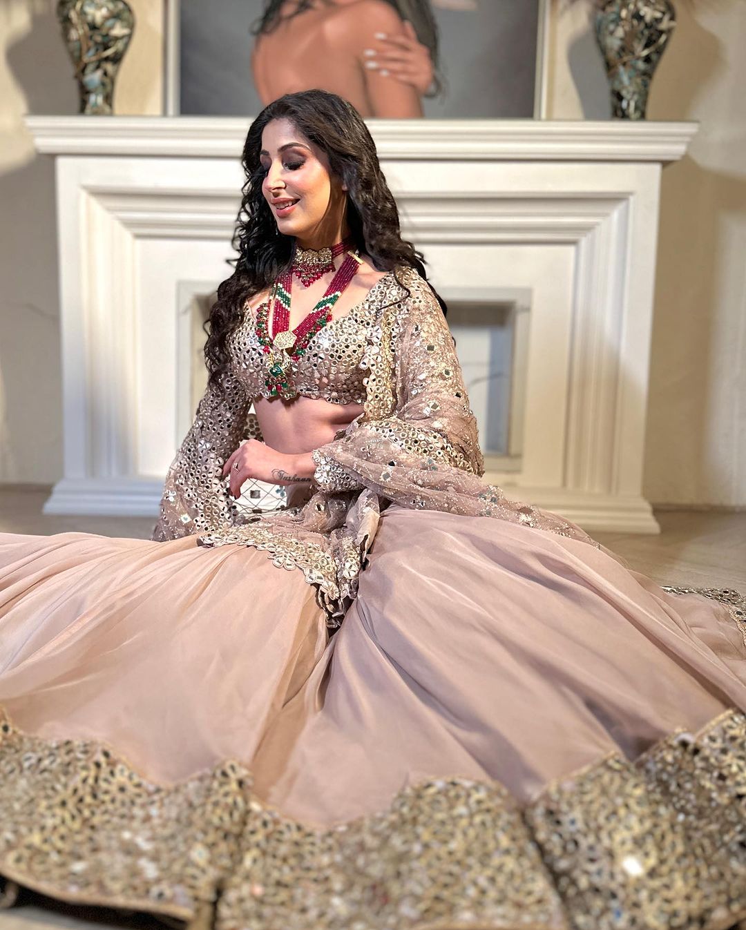 DESERT SAND BRIDAL ANARKALI SUIT WITH DUPATTA