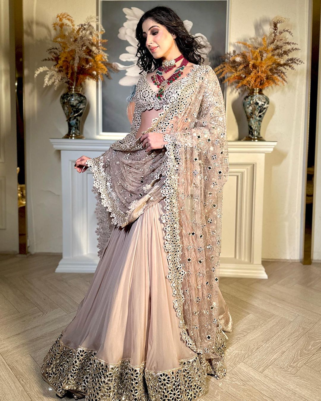 DESERT SAND BRIDAL ANARKALI SUIT WITH DUPATTA