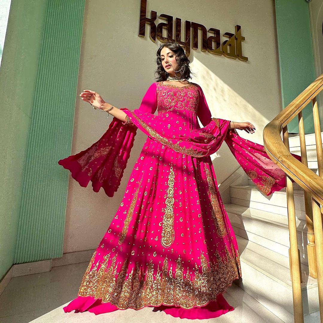 ROSE PINK ANARKALI SUIT WITH DUPATTA 