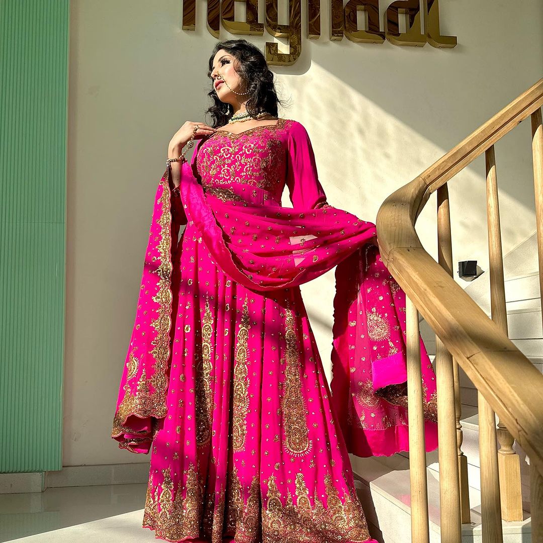 ROSE PINK ANARKALI SUIT WITH DUPATTA 