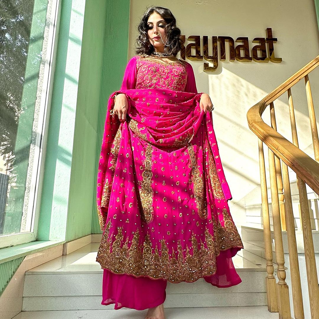 ROSE PINK ANARKALI SUIT WITH DUPATTA 