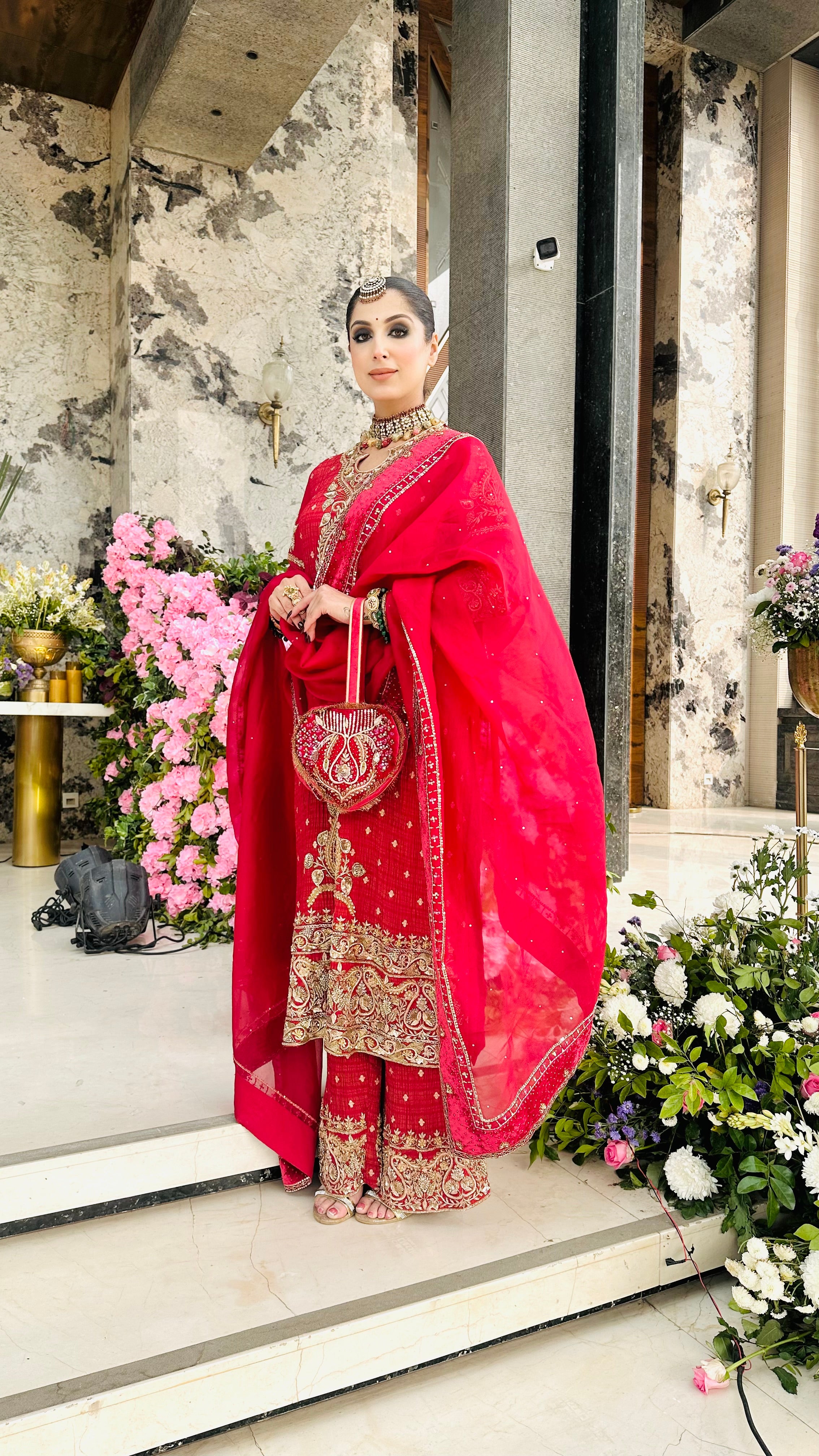 DEEP RED HAND EMBROIDERED SUIT
