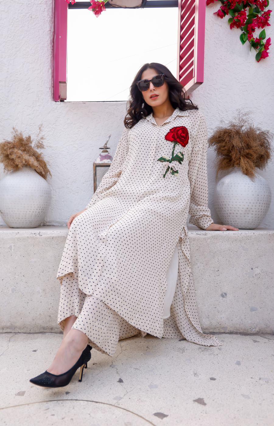 WHITE COLOR KURTI SET