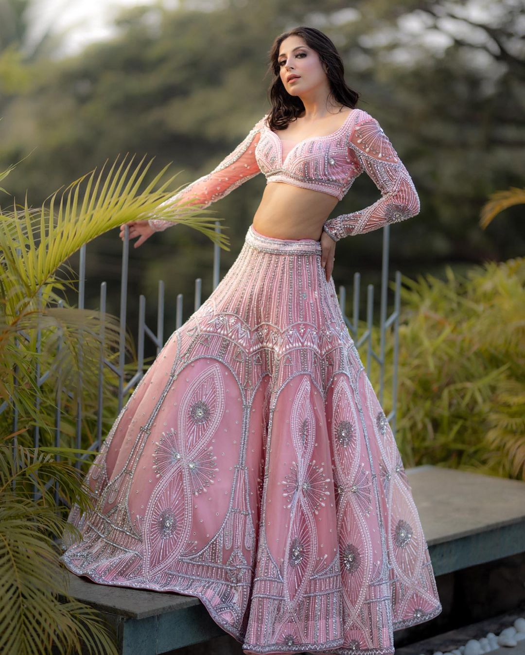 MIMI PINK LEHENGA WITH PINK TRAIL