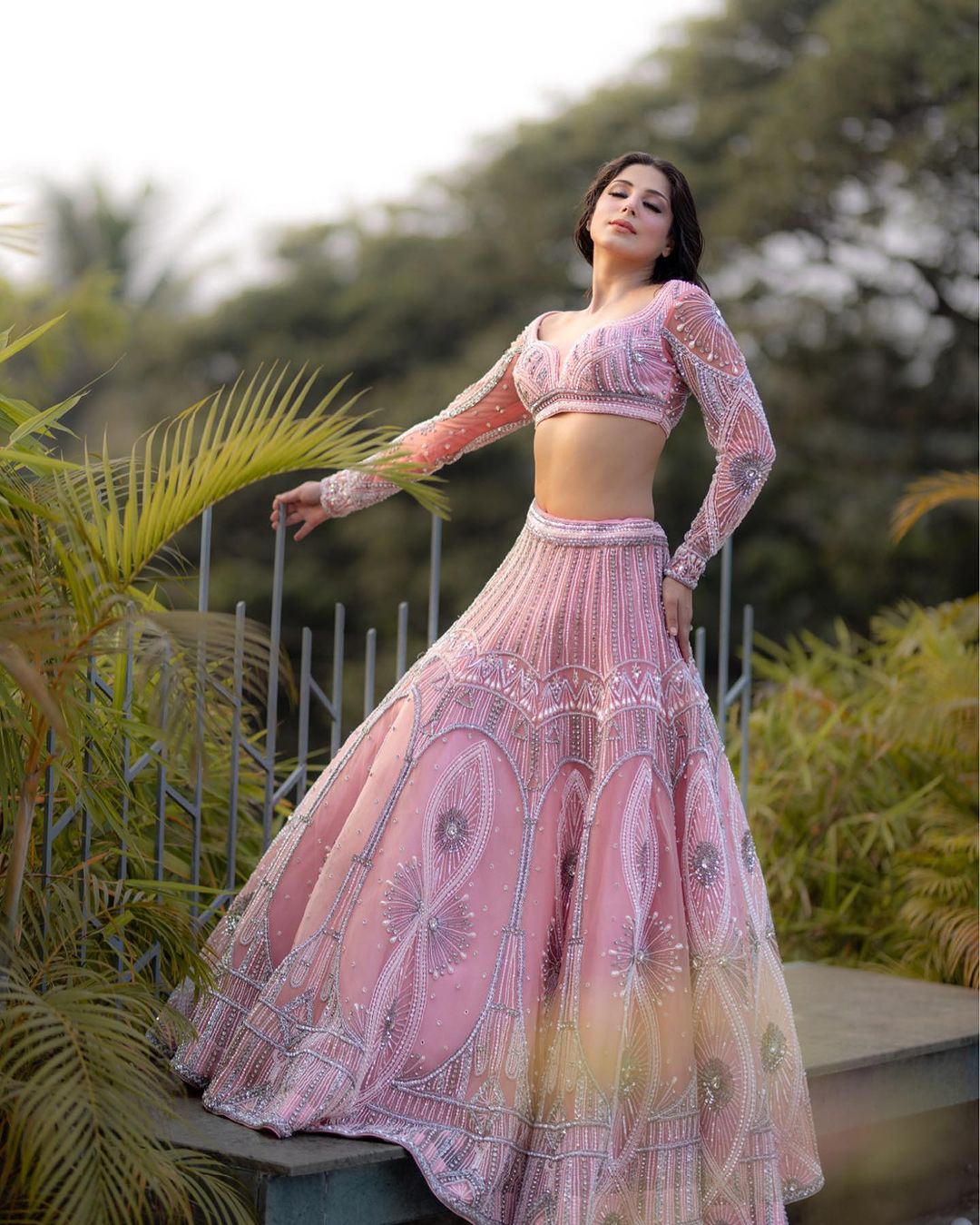 MIMI PINK LEHENGA WITH PINK TRAIL