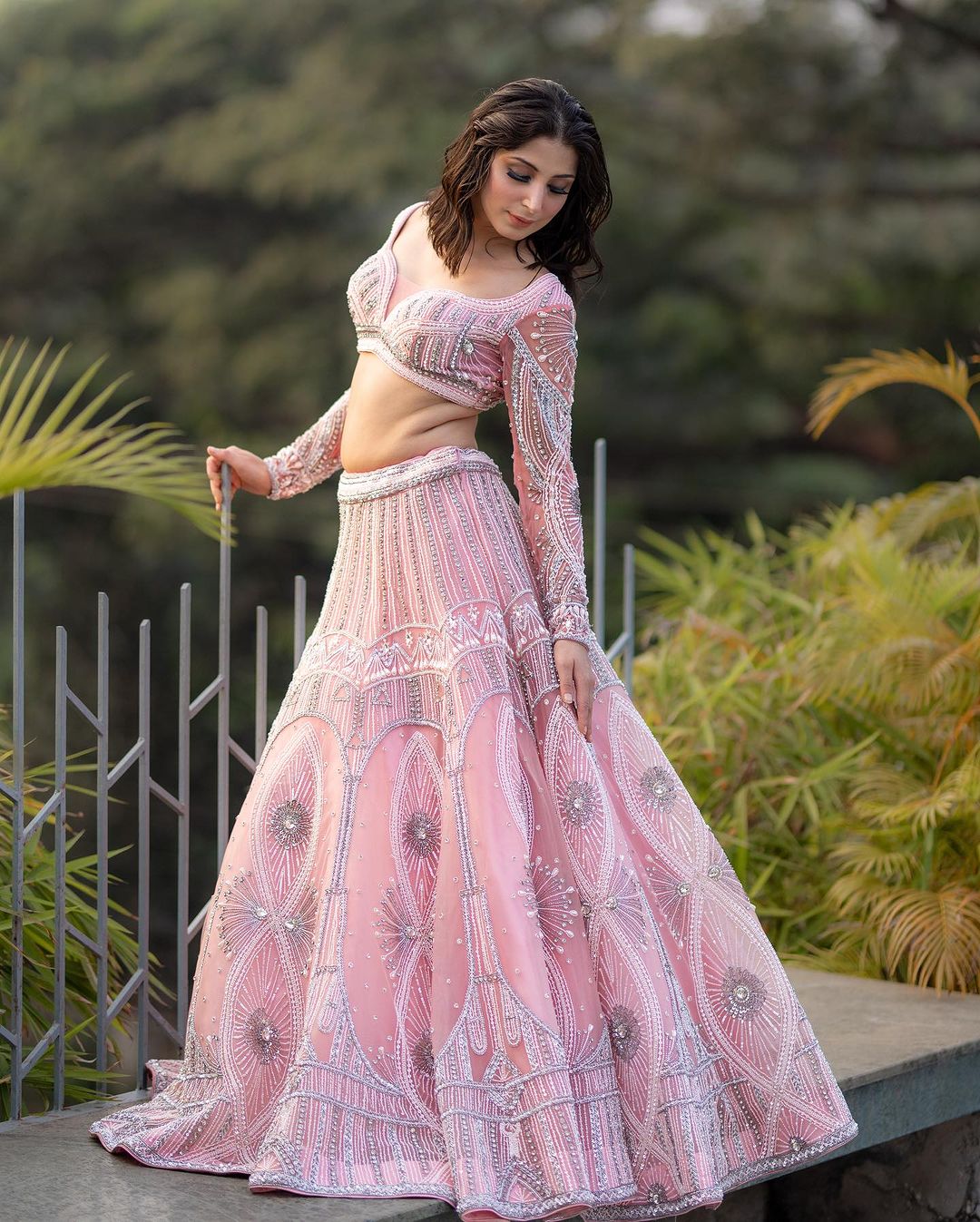 MIMI PINK LEHENGA WITH PINK TRAIL