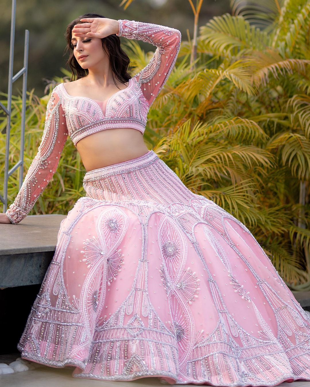 MIMI PINK LEHENGA WITH PINK TRAIL