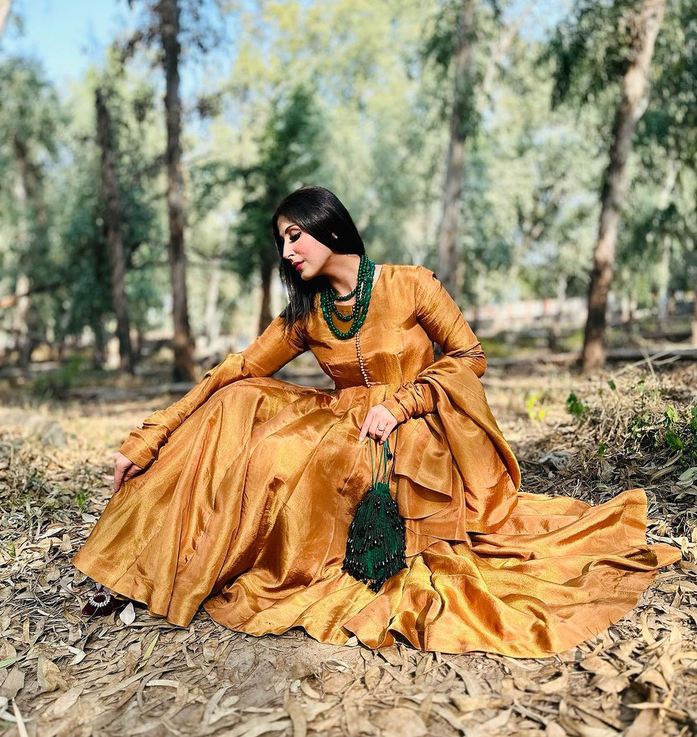 SANDY BROWN ANARKALI SUIT WITH DUPATTA
