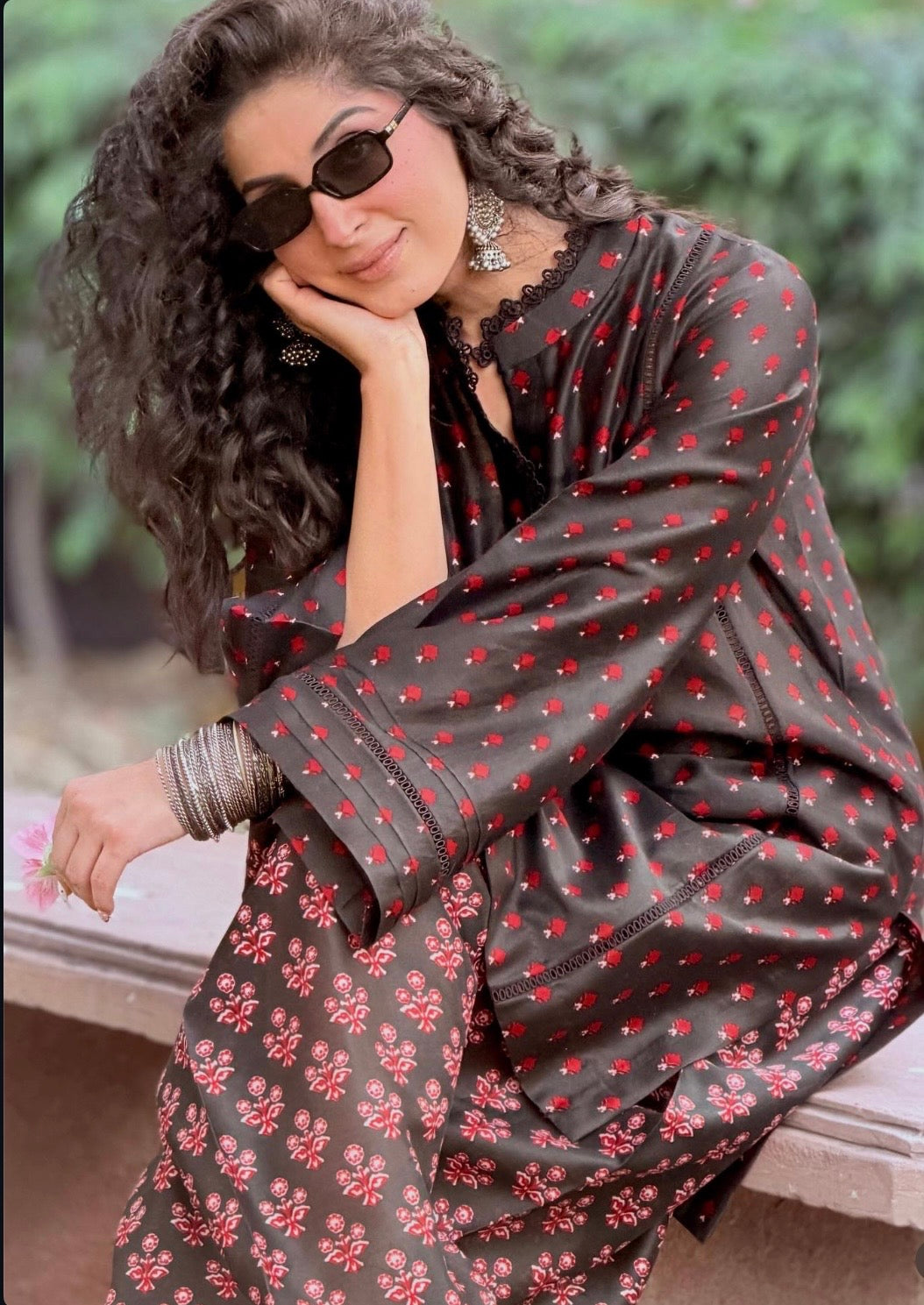 BLACK PRINTED FARSHI CO-ORD SET