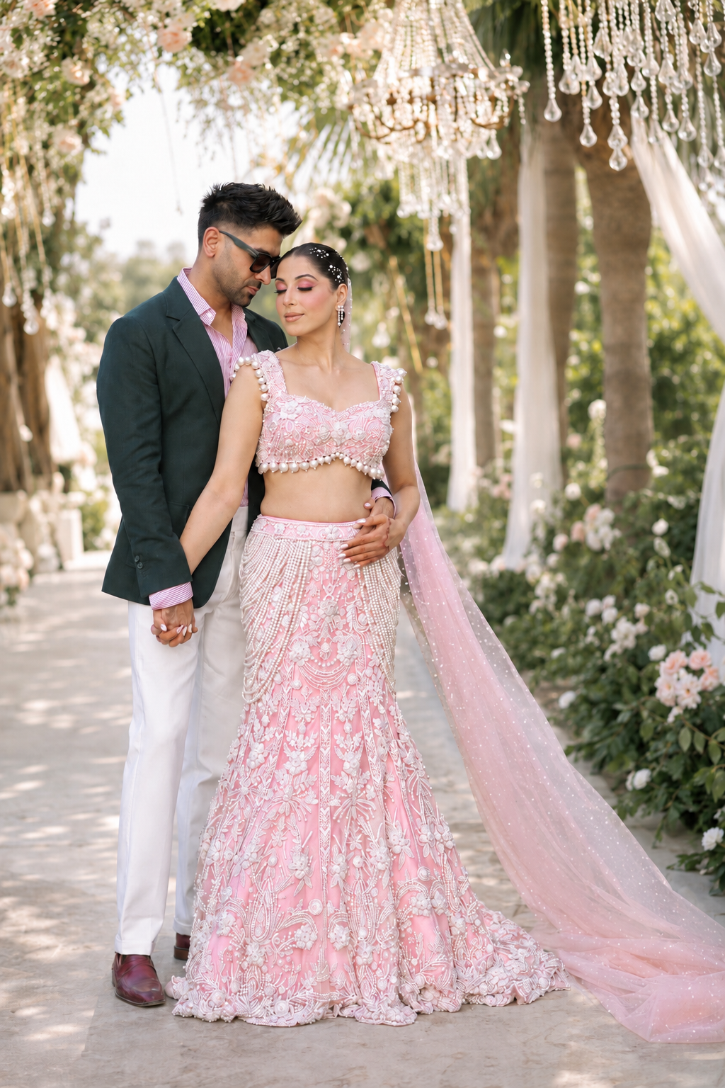 PEONY PINK FISH CUT LEHENGA