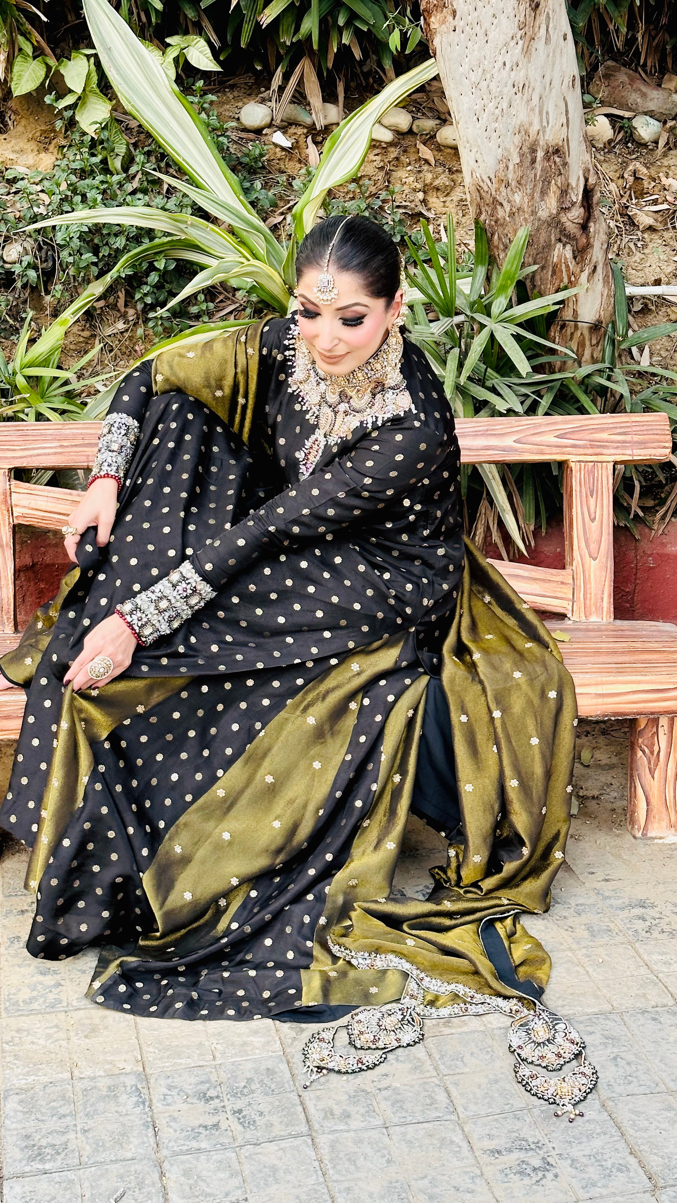 HEAVILY BLACK EMBELLISHED SHARARA