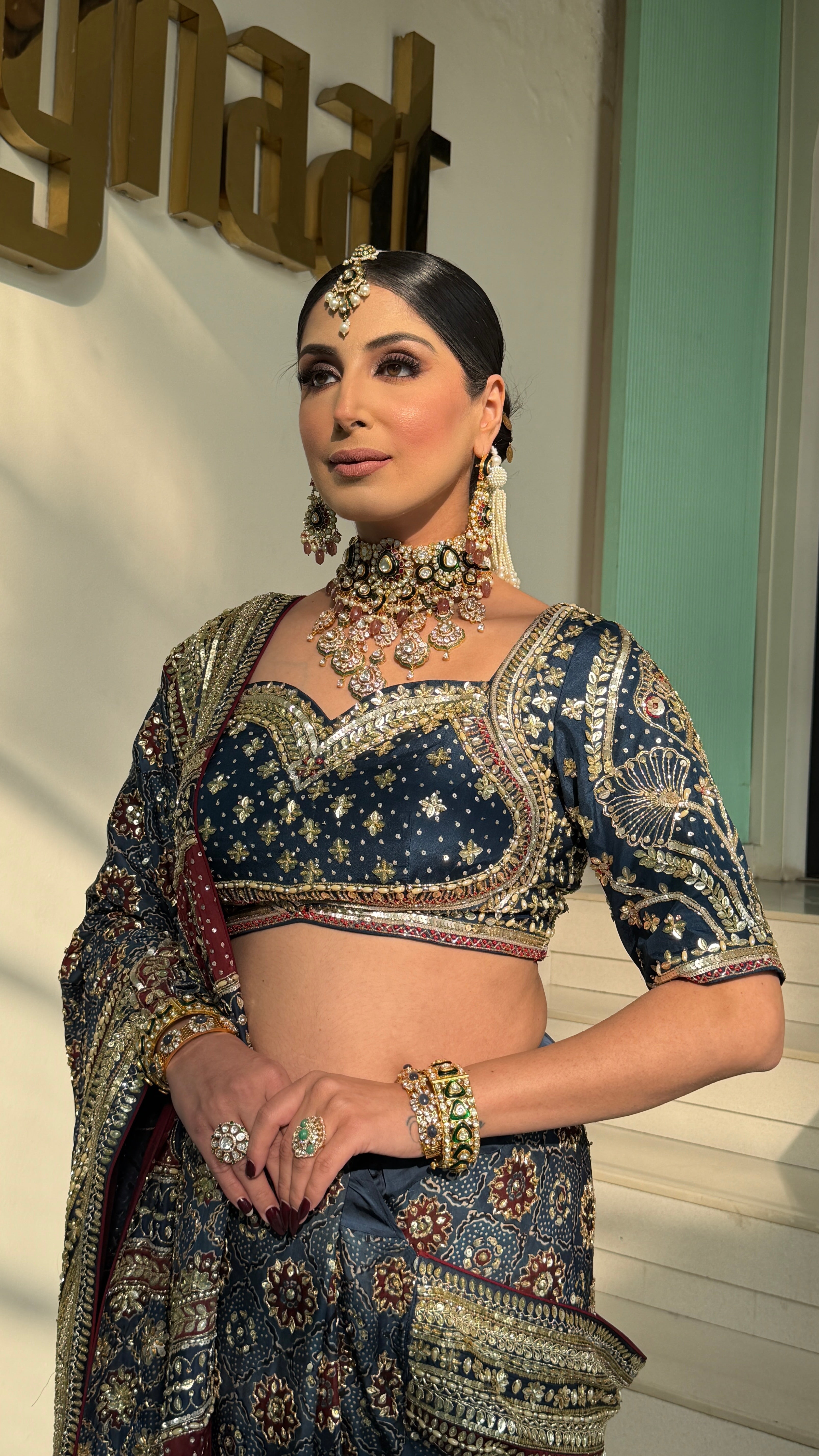 BLUE AJRAKH SAREE