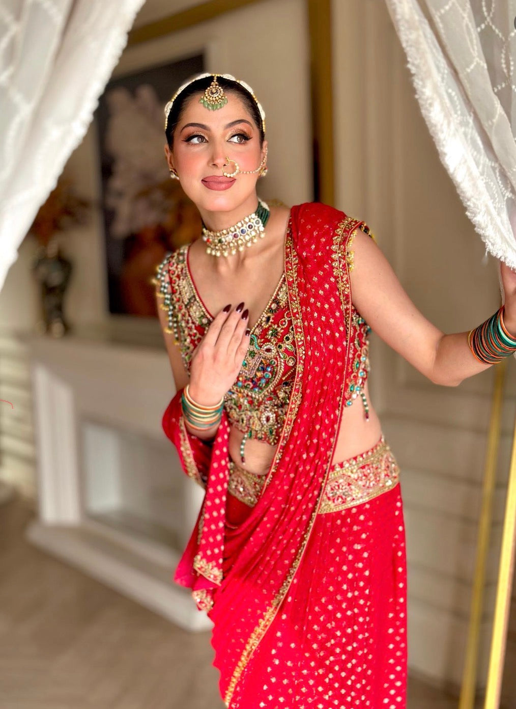 MAROON DRAPE SAREE
