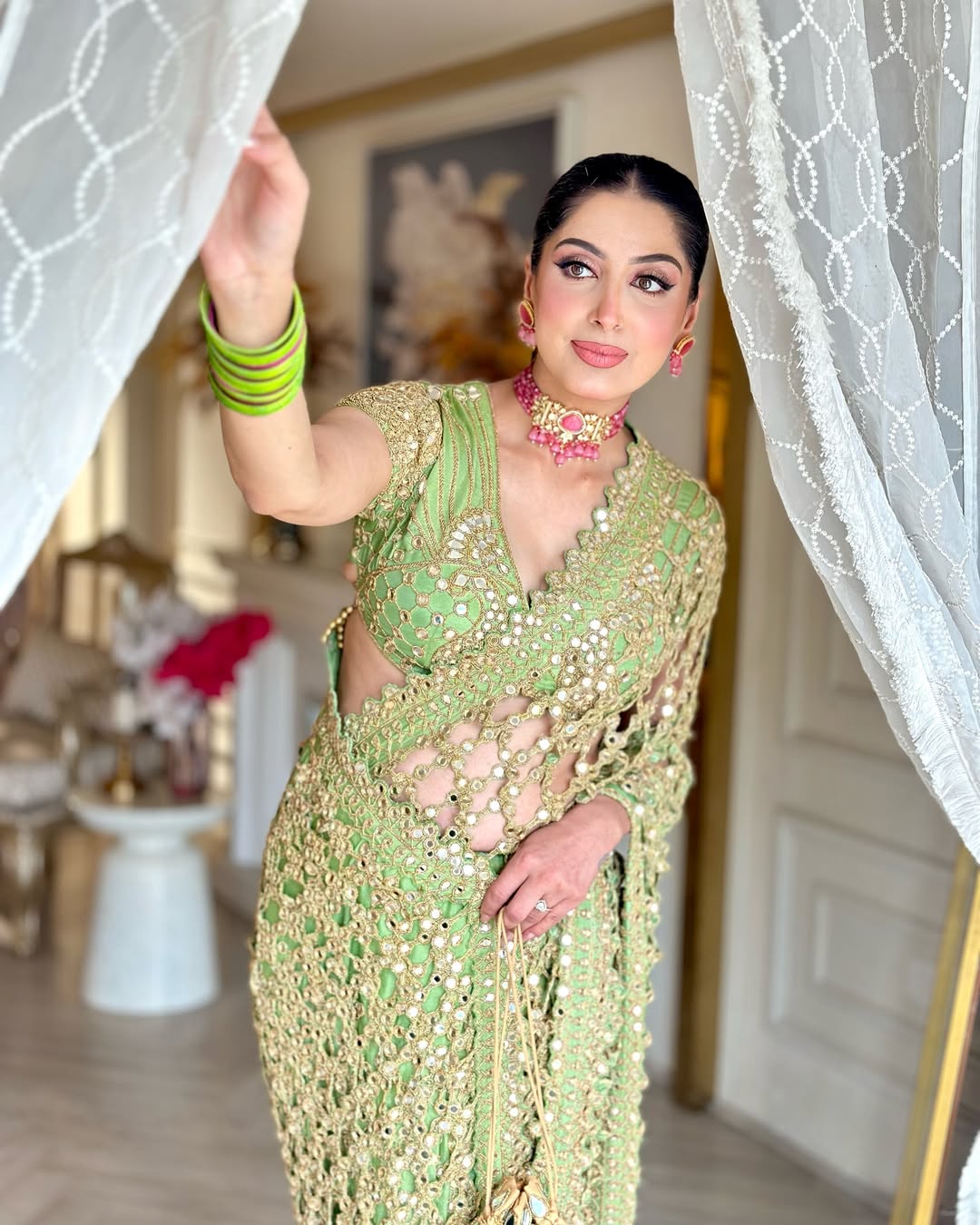 GREEN MIRROR SAREE