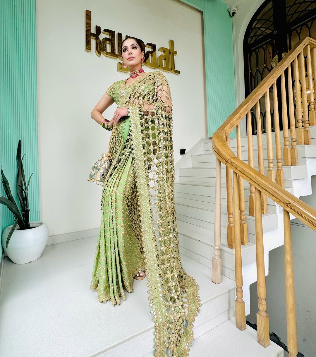GREEN MIRROR SAREE