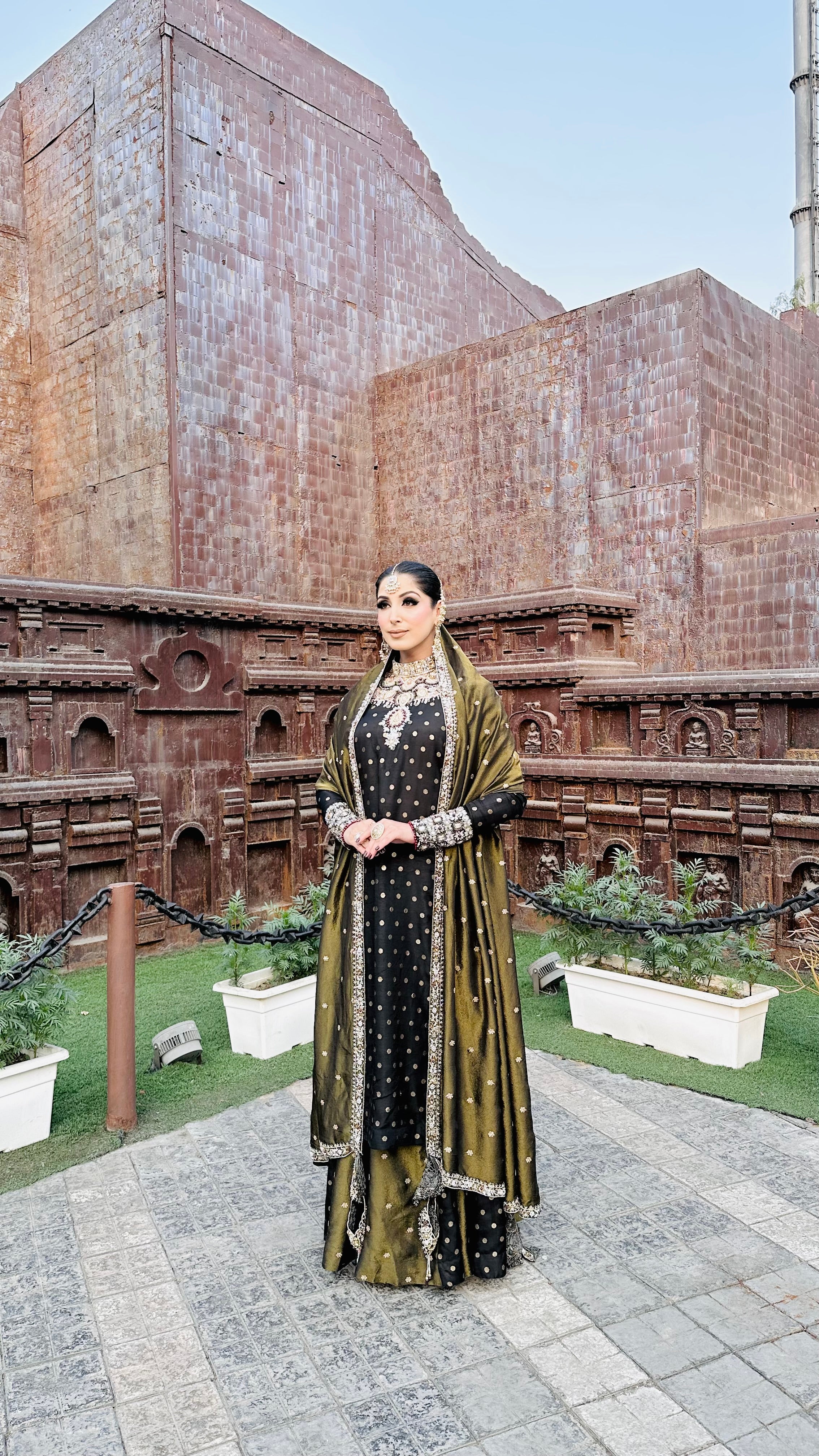 HEAVILY BLACK EMBELLISHED SHARARA