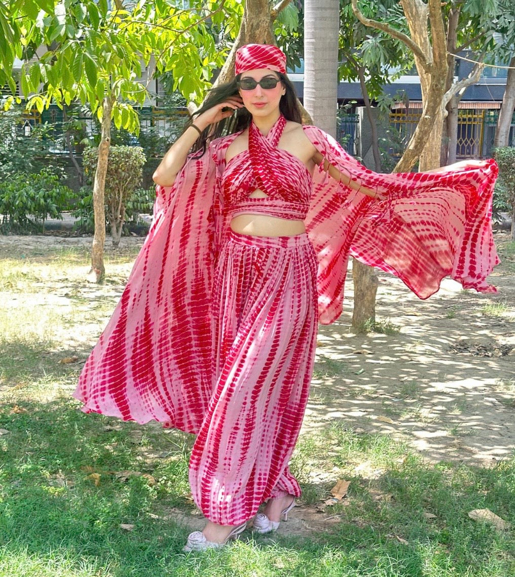 PINK AND DEEP RED TIE-DYE OUTFIT